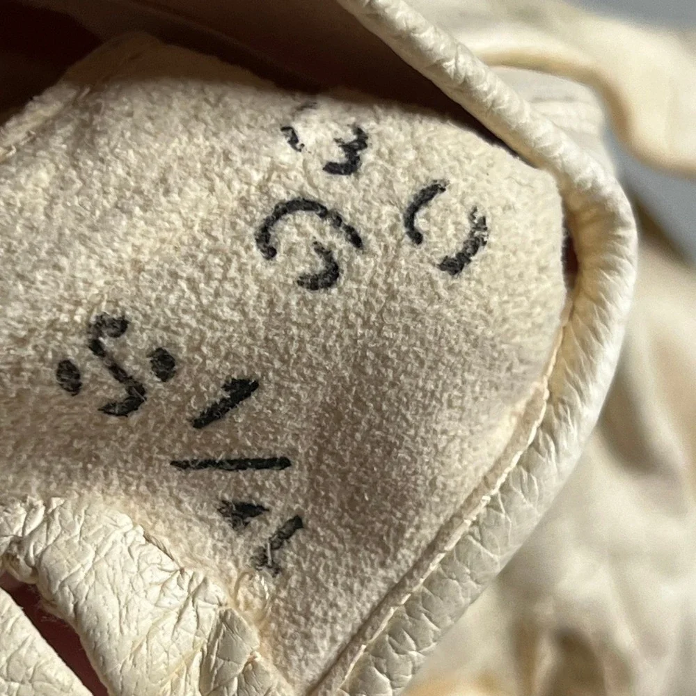 Vintage Perrins Make Cream‎ Leather Gloves Club Mark Cadet 1950s Off White 8.5